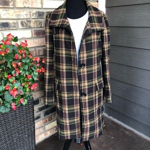 🍁Michael Kors wool blend plaid coat size S EUC